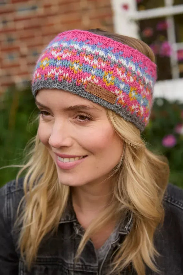 luscious scarves wool head band Pachamama Pink Iona Headband , Handknitted , Fairtrade