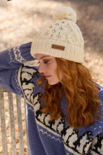 Load image into Gallery viewer, luscious scarves wool head band Pachamama Sheep (Merino) Bobble Beanie Cream
