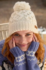 Load image into Gallery viewer, luscious scarves wool head band Pachamama Sheep (Merino) Bobble Beanie Cream
