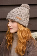 Load image into Gallery viewer, luscious scarves wool head band Pachamama Sheep (Merino) Bobble Beanie Mushroom
