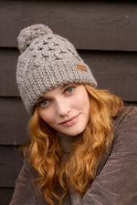 Load image into Gallery viewer, luscious scarves wool head band Pachamama Sheep (Merino) Bobble Beanie Mushroom
