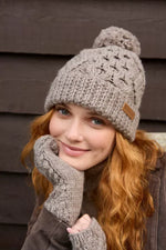 Load image into Gallery viewer, luscious scarves wool head band Pachamama Sheep (Merino) Bobble Beanie Mushroom
