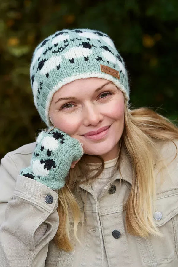 luscious scarves wool head band Pachamama Sheep (Merino) Handwarmers GREEN