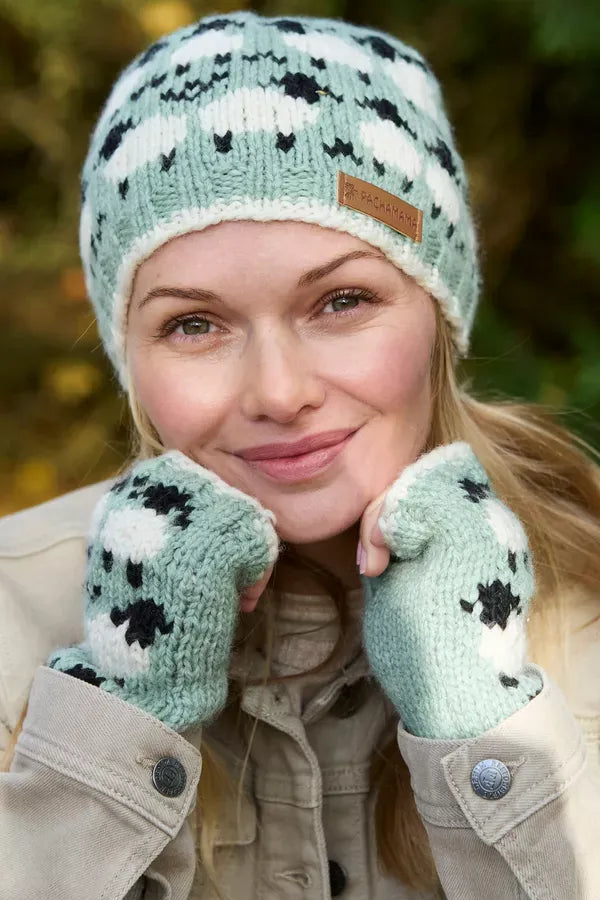 luscious scarves wool head band Pachamama Sheep (Merino) Handwarmers GREEN