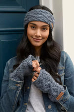 Load image into Gallery viewer, luscious scarves wool head band Pachamama Sheep (Merino) Handwarmers Slate Blue
