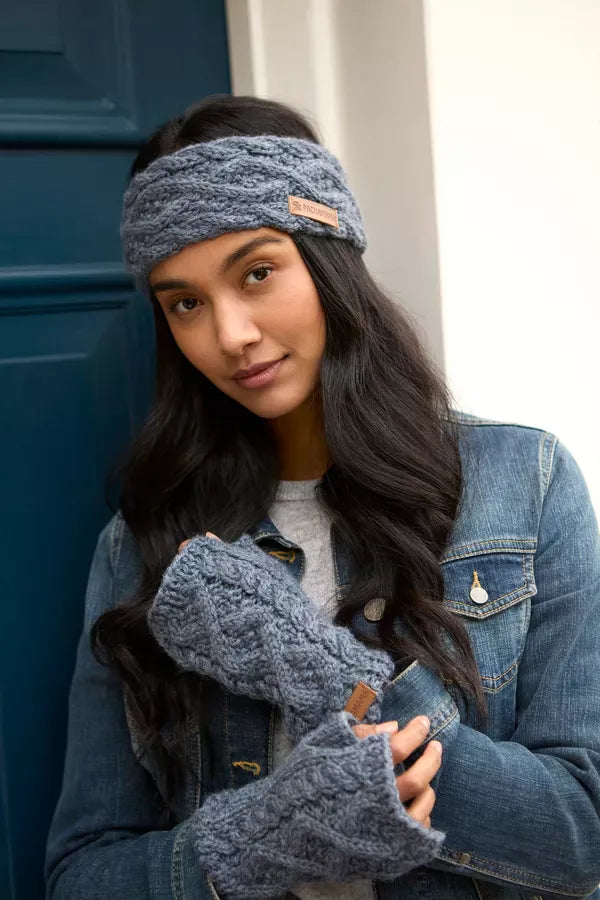 luscious scarves wool head band Pachamama Sheep (Merino) Handwarmers Slate Blue