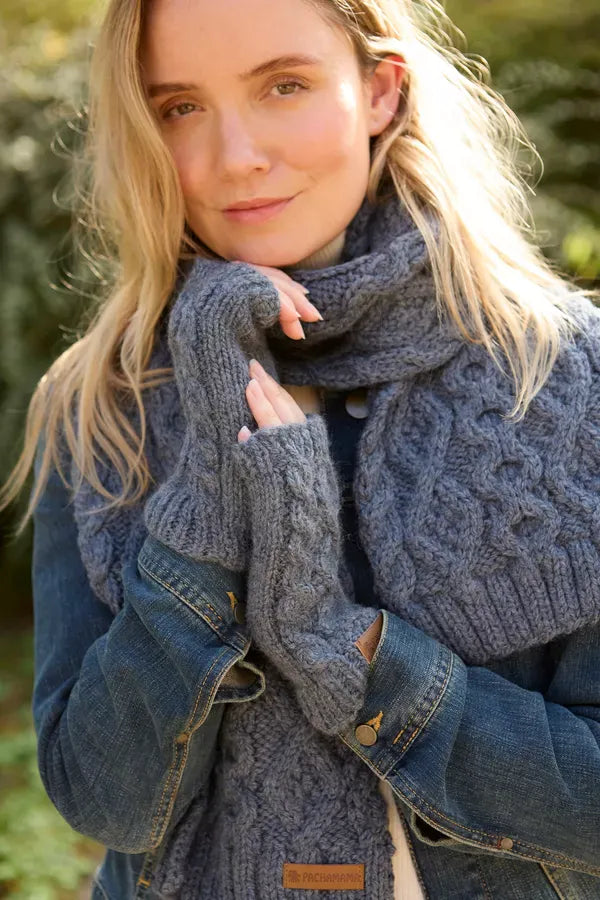 luscious scarves wool head band Pachamama Sheep (Merino) Handwarmers Slate Blue