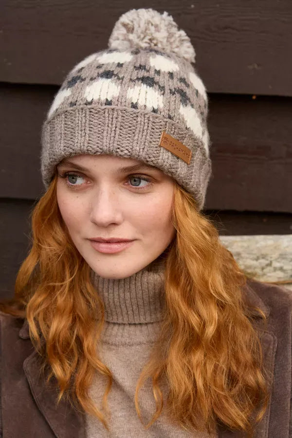 luscious scarves wool head band Pachamama Sheep (Merino) Roll Back Bobble Beanie Mushroom