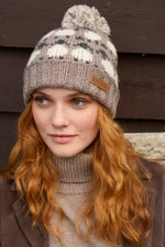 Load image into Gallery viewer, luscious scarves wool head band Pachamama Sheep (Merino) Roll Back Bobble Beanie Mushroom
