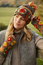 Load image into Gallery viewer, luscious scarves wool head band Pachamama Woodstock Bobble Beanie Earth
