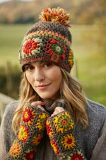 Load image into Gallery viewer, luscious scarves wool head band Pachamama Woodstock Bobble Beanie Earth
