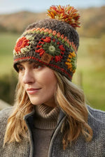 Load image into Gallery viewer, luscious scarves wool head band Pachamama Woodstock Bobble Beanie Earth
