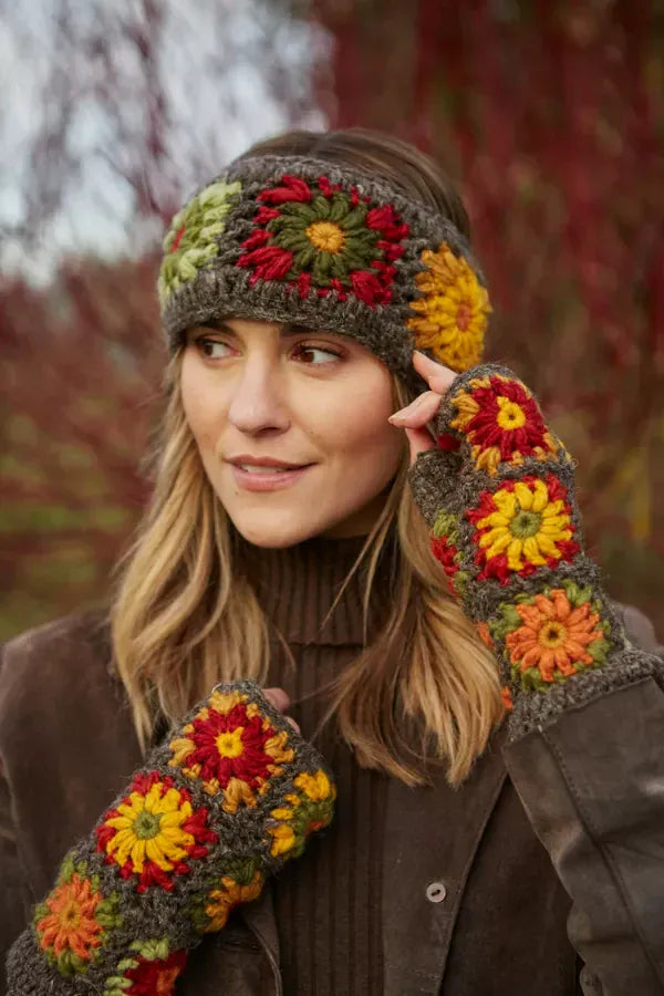 luscious scarves wool head band Woodstock Handwarmer Earth