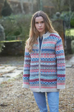 Load image into Gallery viewer, luscious scarves wool jacket Pachamama Classic Fairisle Lined Jacket Oatmeal
