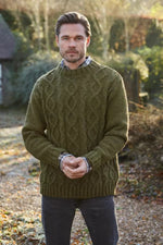 Load image into Gallery viewer, luscious scarves wool jumpers M/L Pachamama Men&#39;s Shetland Sweater Moss , Hand Knitted, Fairtrade
