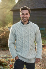 Load image into Gallery viewer, luscious scarves wool jumpers M/L Pachamama Men&#39;s Shetland Sweater Oatmeal,Handmade, Fairtrade
