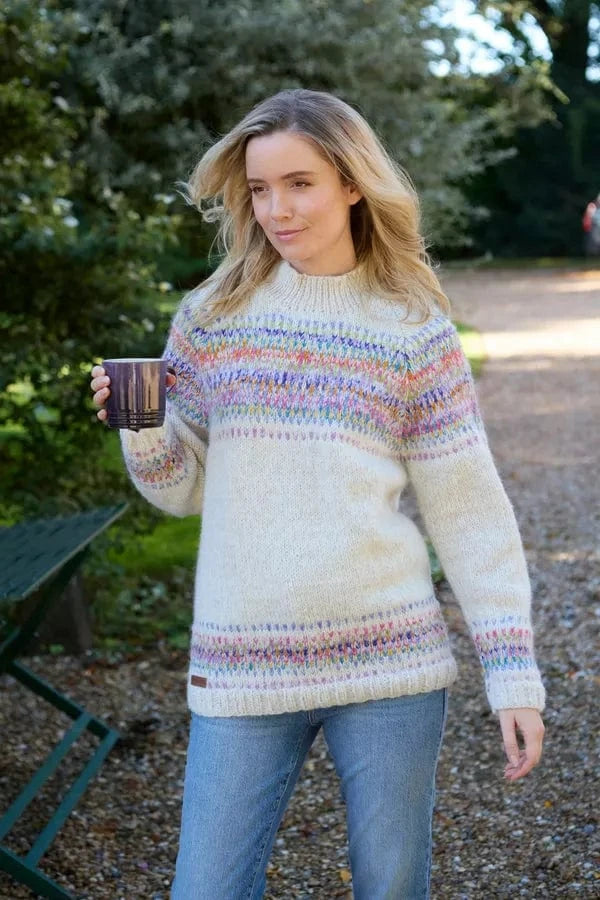 luscious scarves wool jumpers M Pachamama Arundel Sweater Oatmeal Hand Knitted , Fair Trade.