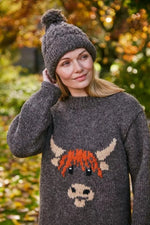 Load image into Gallery viewer, luscious scarves wool jumpers M Pachamama Highland Cow Sweater, Fair trade , Hand Knitted
