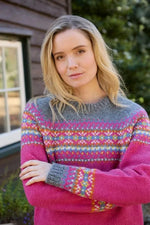 Load image into Gallery viewer, luscious scarves wool jumpers M Pachamama Iona Sweater Pink, Hand Made, Fairtrade
