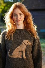 Load image into Gallery viewer, luscious scarves wool jumpers Pachamama Labrador Dog Unisex Sweater Jumper, Handmade, Fairtrade
