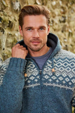Load image into Gallery viewer, luscious scarves wool jumpers Pachamama Men&#39;s Jorvik Hoody Steel Blue Handmade, Fairtrade
