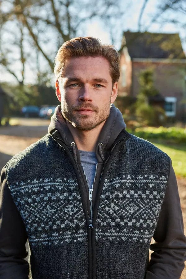 luscious scarves wool jumpers Pachamama Men's New Forest Bodywarmer Charcoal Grey , Handmade, Fairtrade