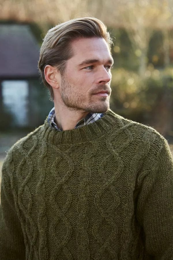 luscious scarves wool jumpers Pachamama Men's Shetland Sweater Moss , Hand Knitted, Fairtrade