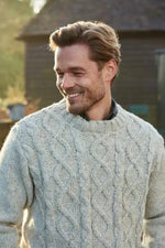 Load image into Gallery viewer, luscious scarves wool jumpers Pachamama Men&#39;s Shetland Sweater Oatmeal,Handmade, Fairtrade
