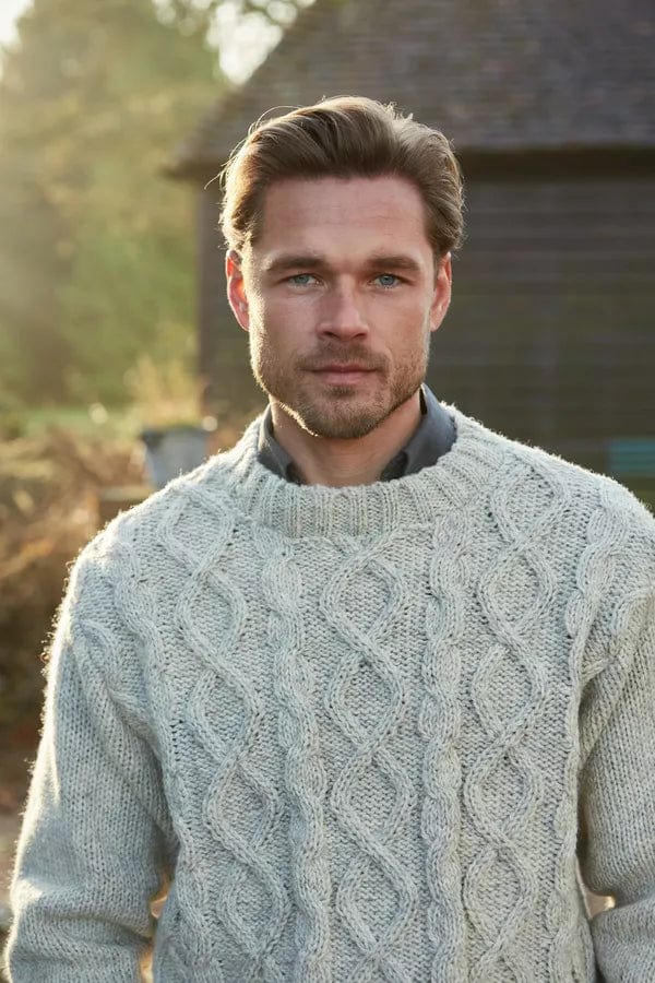 luscious scarves wool jumpers Pachamama Men's Shetland Sweater Oatmeal,Handmade, Fairtrade