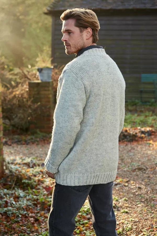 luscious scarves wool jumpers Pachamama Men's Shetland Sweater Oatmeal,Handmade, Fairtrade