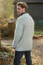 Load image into Gallery viewer, luscious scarves wool jumpers Pachamama Men&#39;s Shetland Sweater Oatmeal,Handmade, Fairtrade
