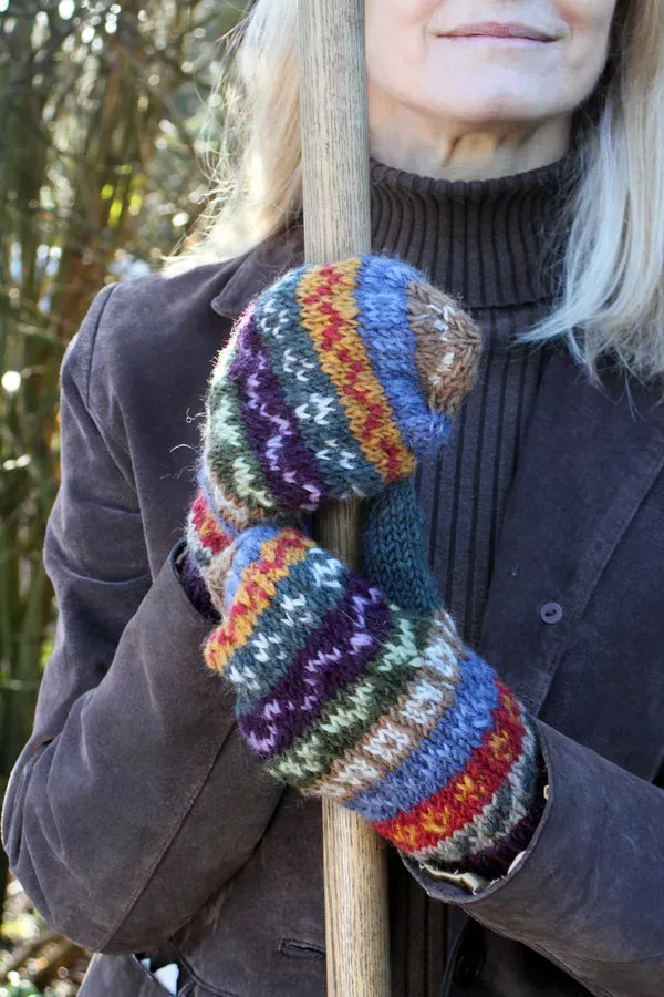 luscious scarves wool mitts Pachamama Elveden Lined Mittens , Handknitted , Fairtrade