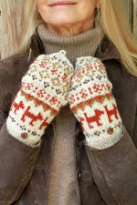 Load image into Gallery viewer, luscious scarves wool mitts Pachamama Walking The Dog Glove/Mitts, Handmade, Fairtrade
