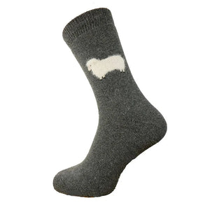 luscious scarves wool socks Gemjar Formally Joya, men’s Dark grey thick socks with fluffy sheep