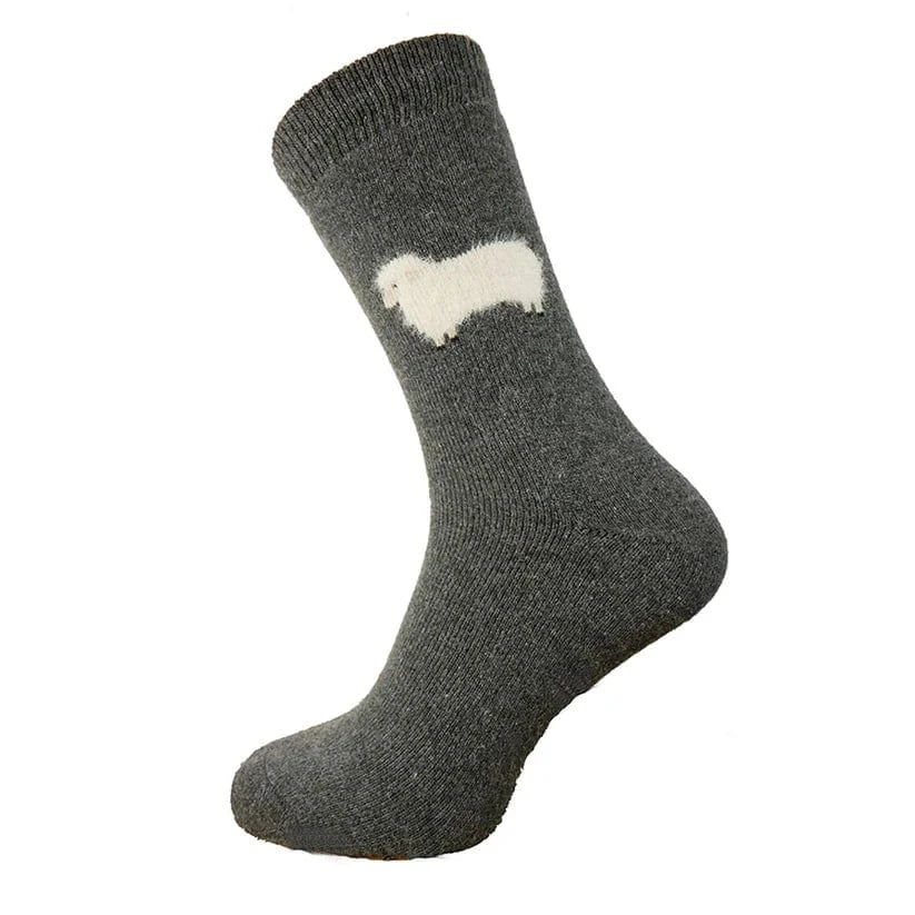 luscious scarves wool socks Gemjar Formally Joya, men’s Dark grey thick socks with fluffy sheep