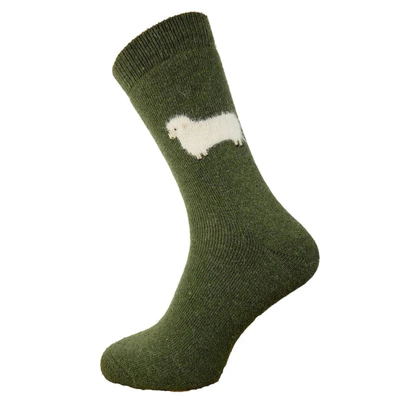luscious scarves wool socks Gemjar Formally Joya, men’s Green thick socks with fluffy sheep