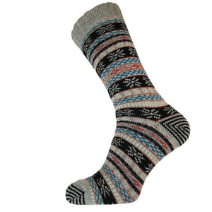 luscious scarves wool socks Gemjar Formally Joya, Men's Grey and blue Nordic patterned wool blend socks