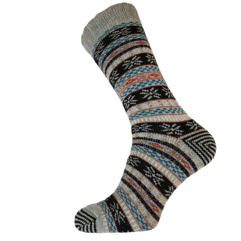 luscious scarves wool socks Gemjar Formally Joya, Men's Grey and blue Nordic patterned wool blend socks