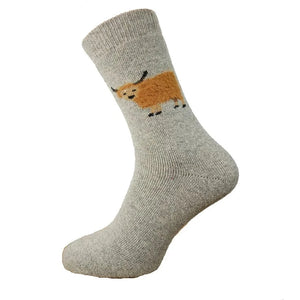 luscious scarves wool socks Gemjar Formally Joya, men’s Light grey thick socks with fluffy cow