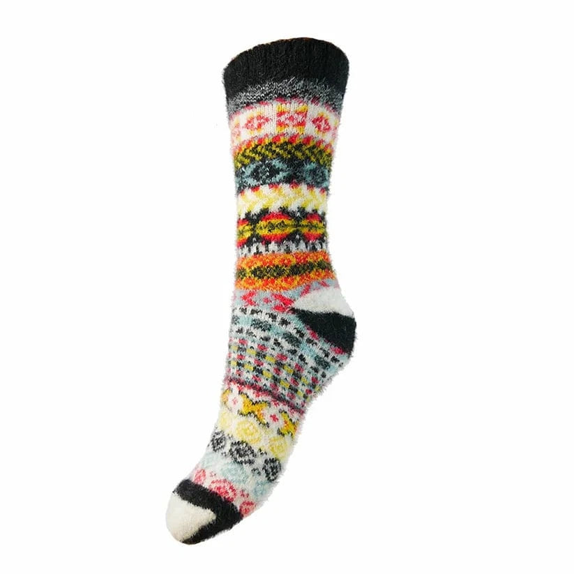 luscious scarves wool socks Gemjar Formally Joya, Women's Black, white and multi coloured Scandi patterned soft Wool Blend socks