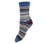 Load image into Gallery viewer, luscious scarves wool socks Gemjar Formally Joya, Women's Blue and burgundy Scandi patterned soft Wool Blend socks
