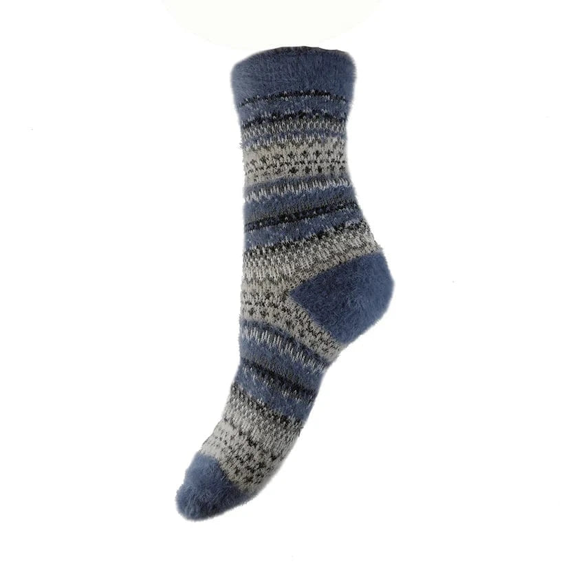 luscious scarves wool socks Gemjar Formally Joya, Women's Blue soft Fairisle patterned socks