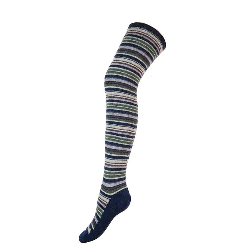 luscious scarves wool socks Gemjar Formally Joya, Women's Dark grey striped over-the-Knee Wool Blend Socks