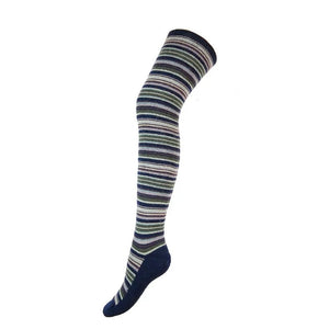 luscious scarves wool socks Gemjar Formally Joya, Women's Dark grey striped over-the-Knee Wool Blend Socks