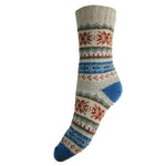 Load image into Gallery viewer, luscious scarves wool socks Gemjar Formally Joya, Women&#39;s Fawn and blue Scandi patterned soft Wool Blend socks
