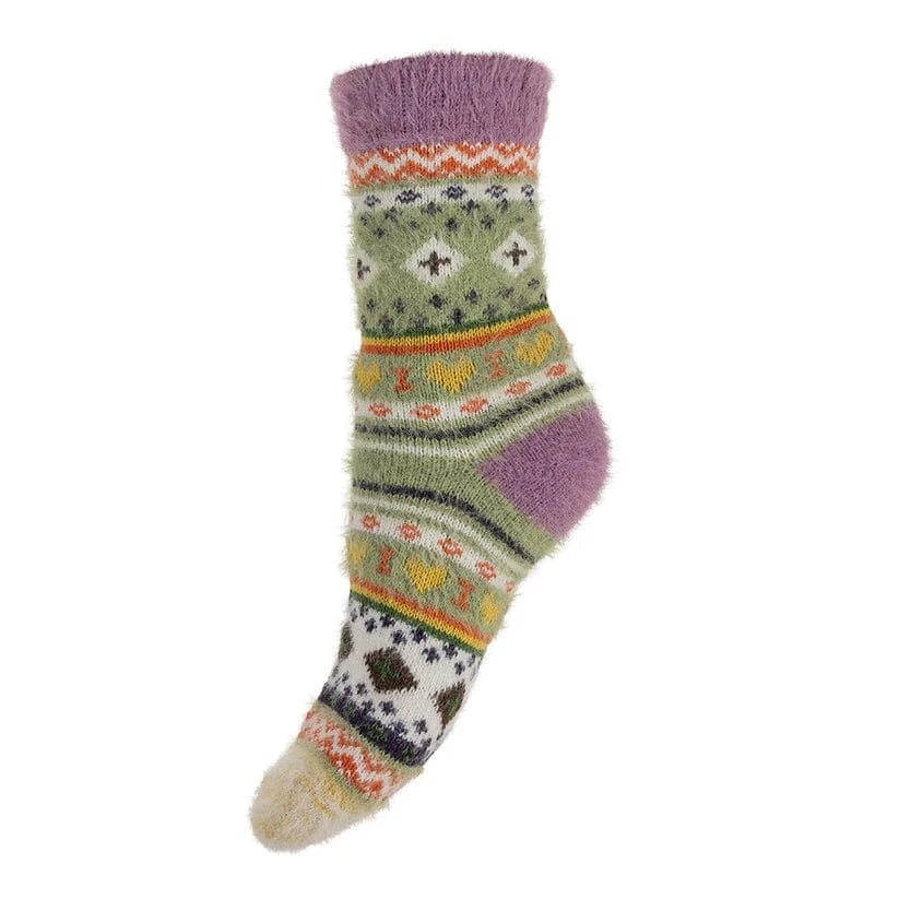 luscious scarves wool socks Gemjar Formally Joya, Women's Green Nordic patterned soft Wool Blend socks