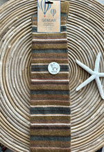 Load image into Gallery viewer, luscious scarves wool socks Gemjar Formally Joya, Women&#39;s Khaki Brown striped over-the-Knee Wool Blend Socks
