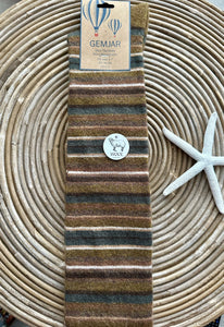 luscious scarves wool socks Gemjar Formally Joya, Women's Khaki Brown striped over-the-Knee Wool Blend Socks