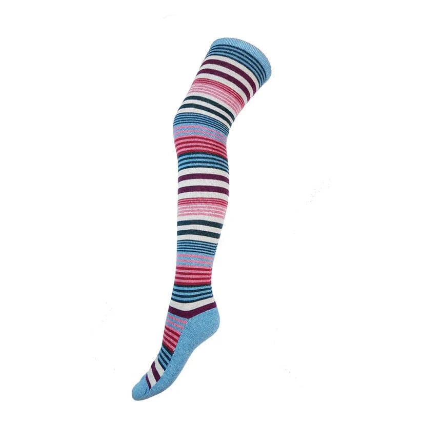 luscious scarves wool socks Gemjar Formally Joya, Women's Light blue striped over-the-Knee Wool Blend Socks