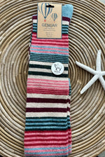 Load image into Gallery viewer, luscious scarves wool socks Gemjar Formally Joya, Women&#39;s Light blue striped over-the-Knee Wool Blend Socks
